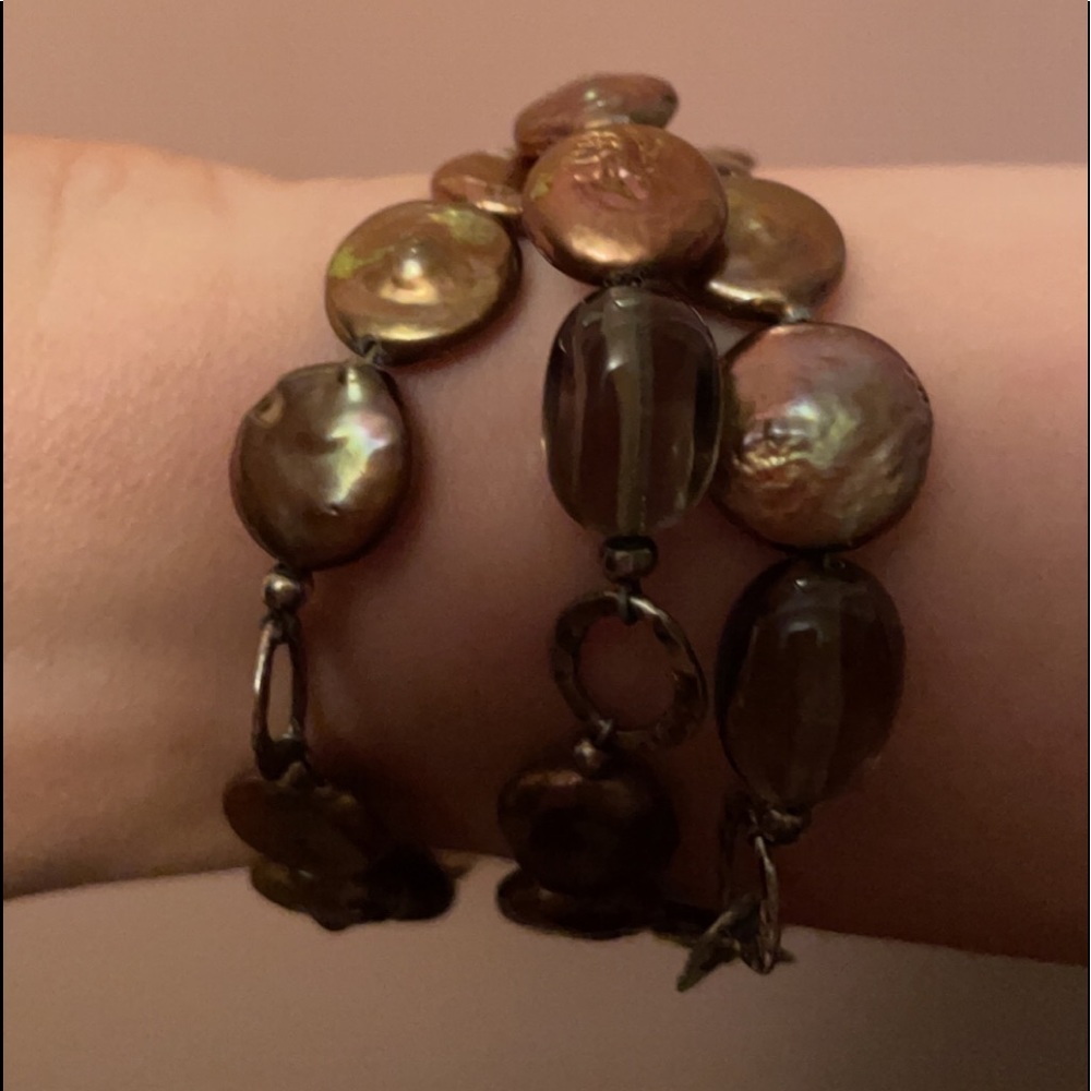 Silpada Coin Pearl and Topaz Bracelet